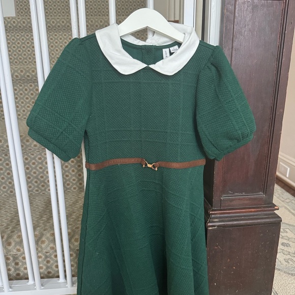 Janie and Jack Green Dress with White Collar - Picture 2 of 4